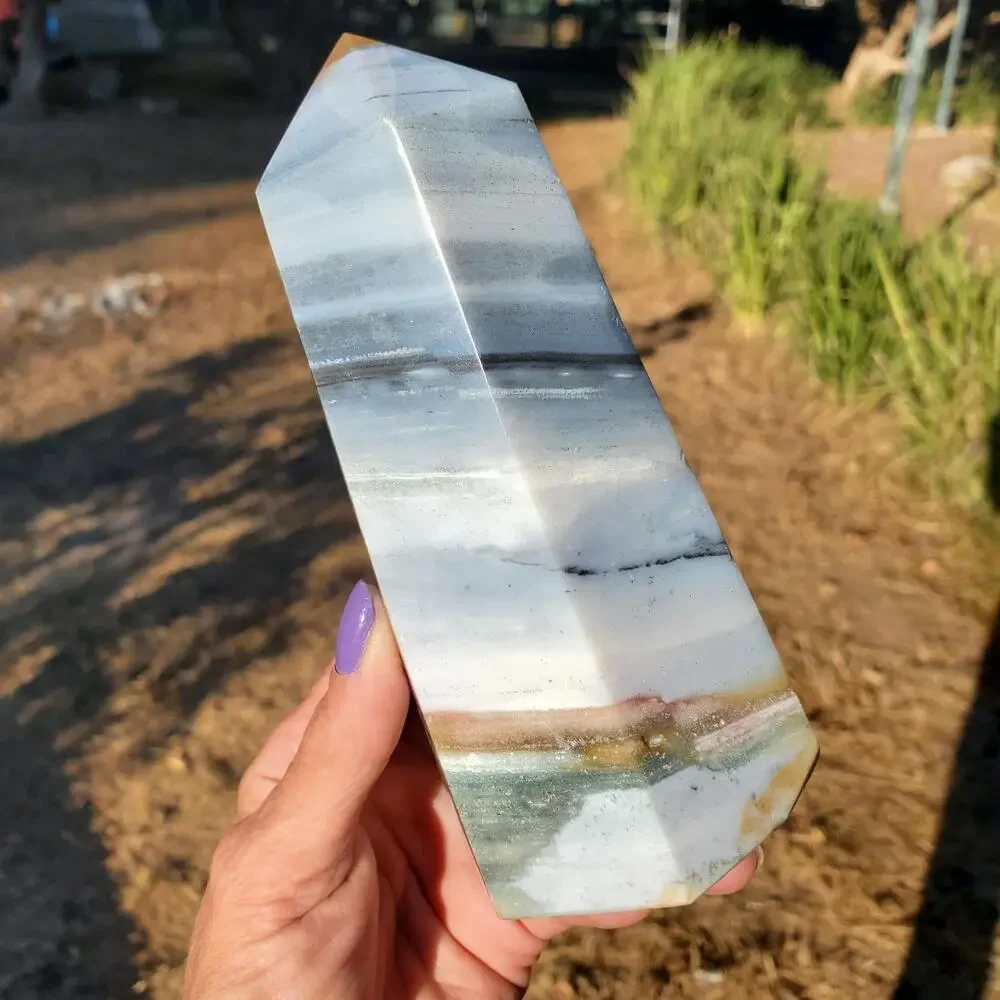 Ocean Jasper Blue Yellow Banded Masterpiece Tower Crystal 793 grams